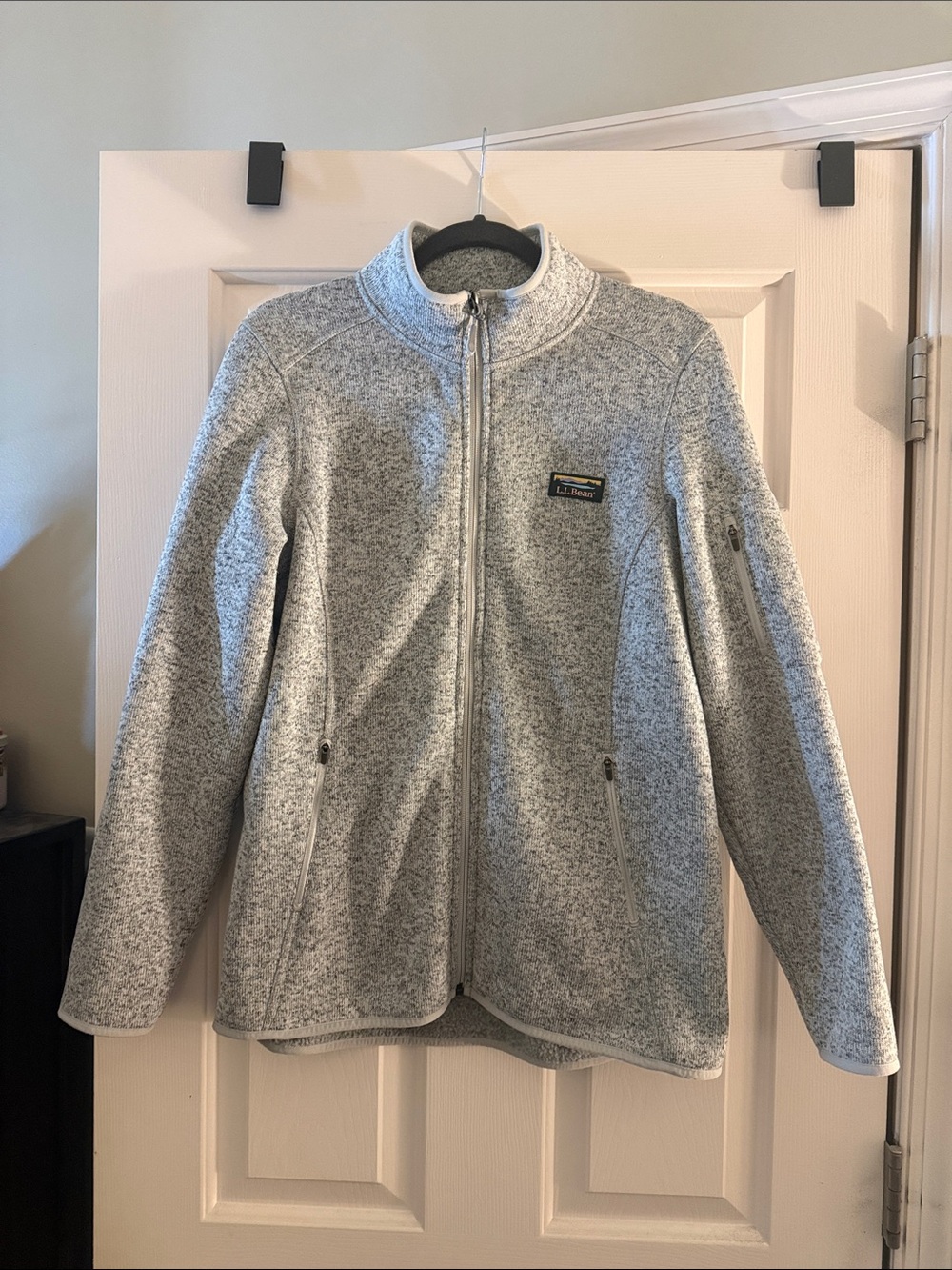 L.L. Bean Heathered Light Gray Full-Zip Fleece Jacket